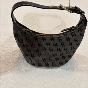 Dooney & Bourke Vintage Black Monogram Shoulder Bag, Y2K/Hobo